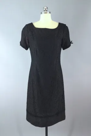 1950s Vintage Helen Whiting Black Lace Cocktail Dress