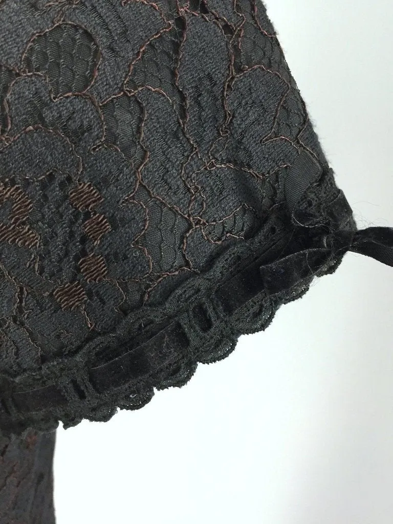 1950s Vintage Helen Whiting Black Lace Cocktail Dress