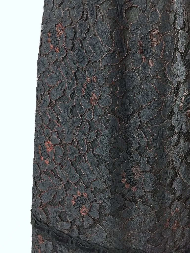 1950s Vintage Helen Whiting Black Lace Cocktail Dress