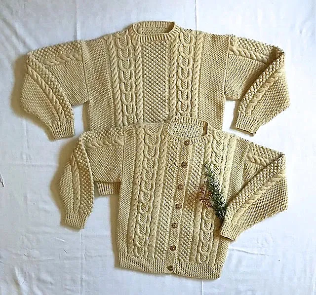 #20 Adult's Aran Sweaters Knitting Pattern - Yankee Knitter Designs