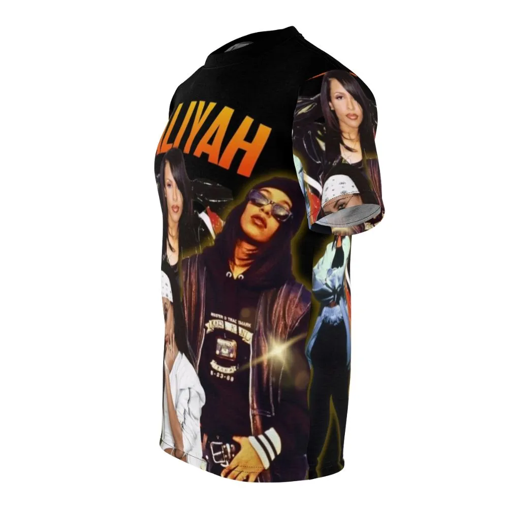 90s Inspired Beige Graphic Tee - Vintage Aaliyah Fan Apparel