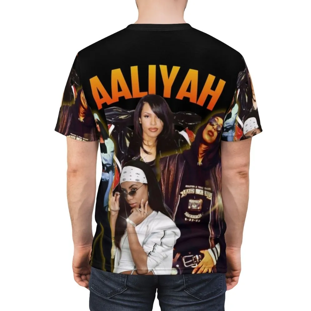90s Inspired Beige Graphic Tee - Vintage Aaliyah Fan Apparel