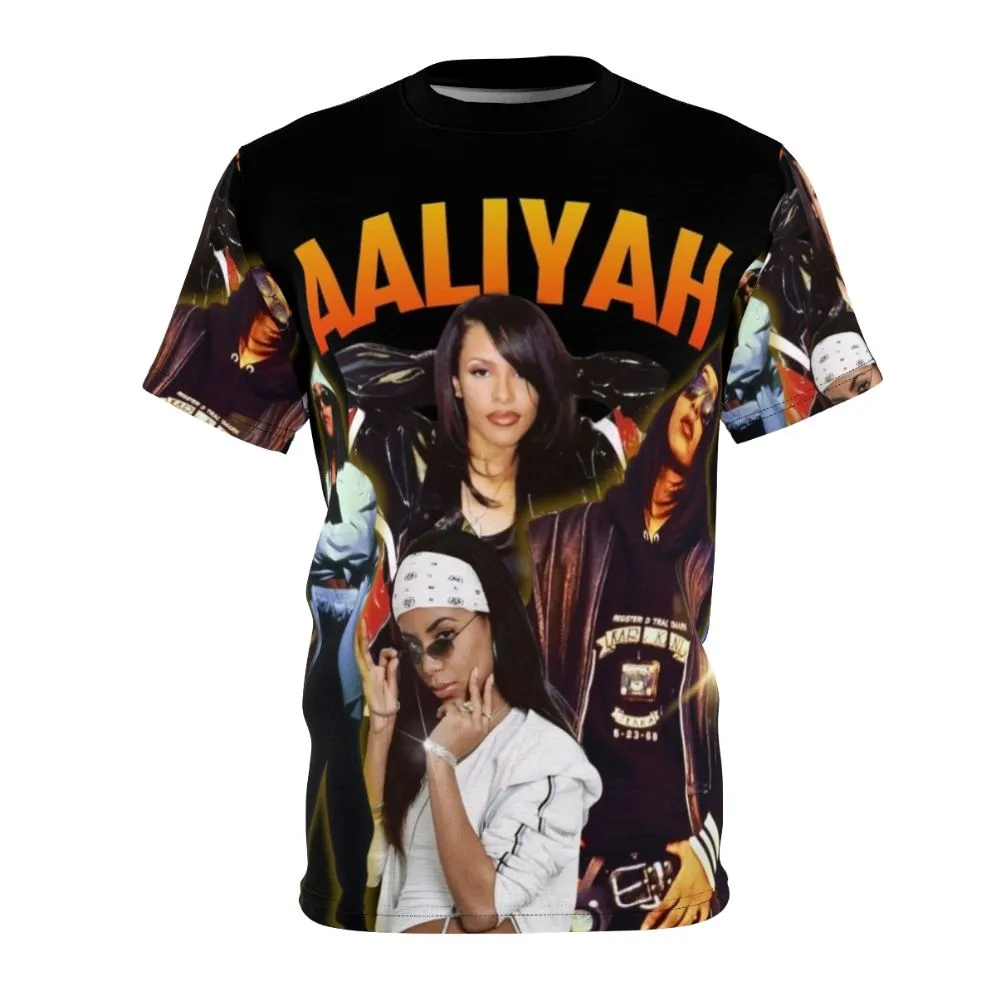 90s Inspired Beige Graphic Tee - Vintage Aaliyah Fan Apparel