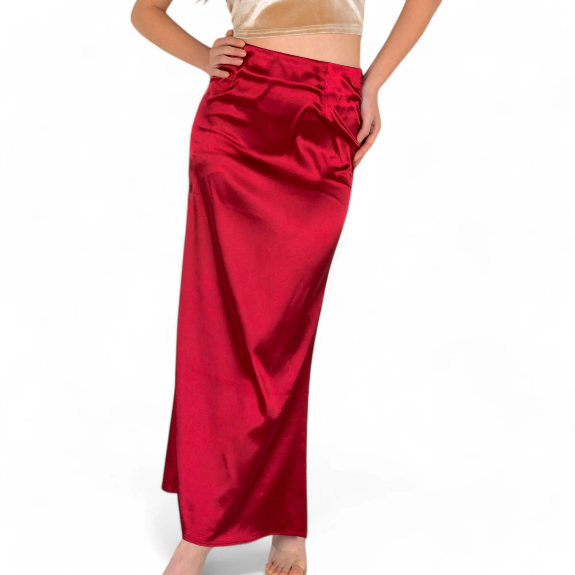 Anna-Kaci Women's High-Waisted Satin Maxi Skirt