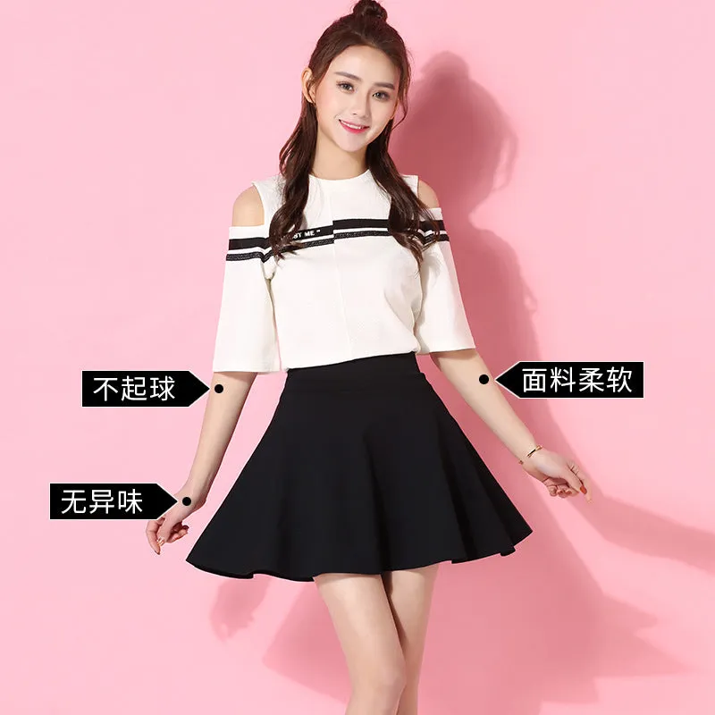 Black Skirt Women Pleated High Waist A-Line Tutu INS Popular Skirt