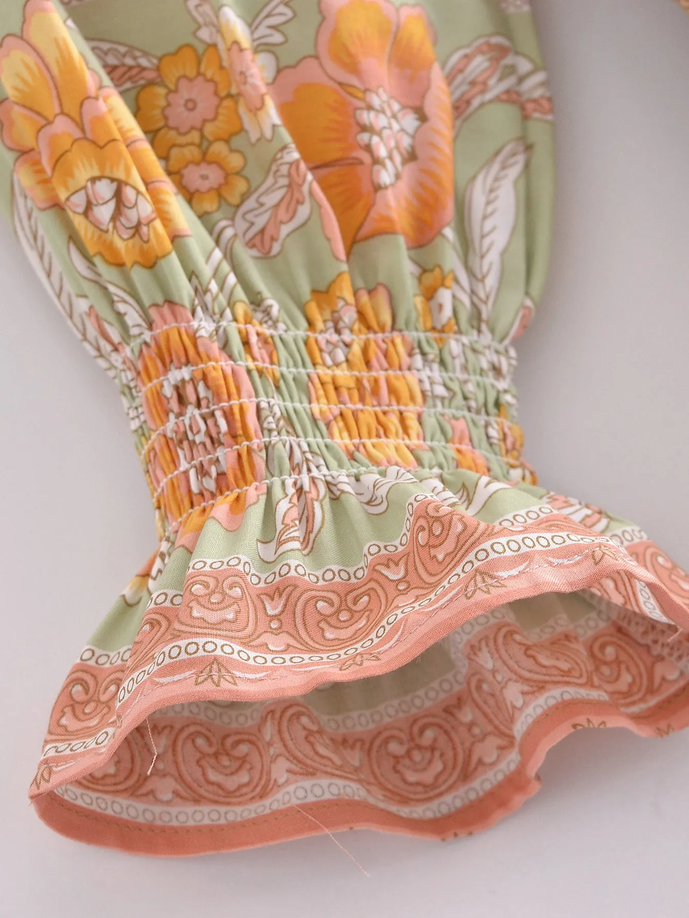 Boho Maxi Dress - Gown - Green Scilla - Bohemian Style - Flowy Summer Dress