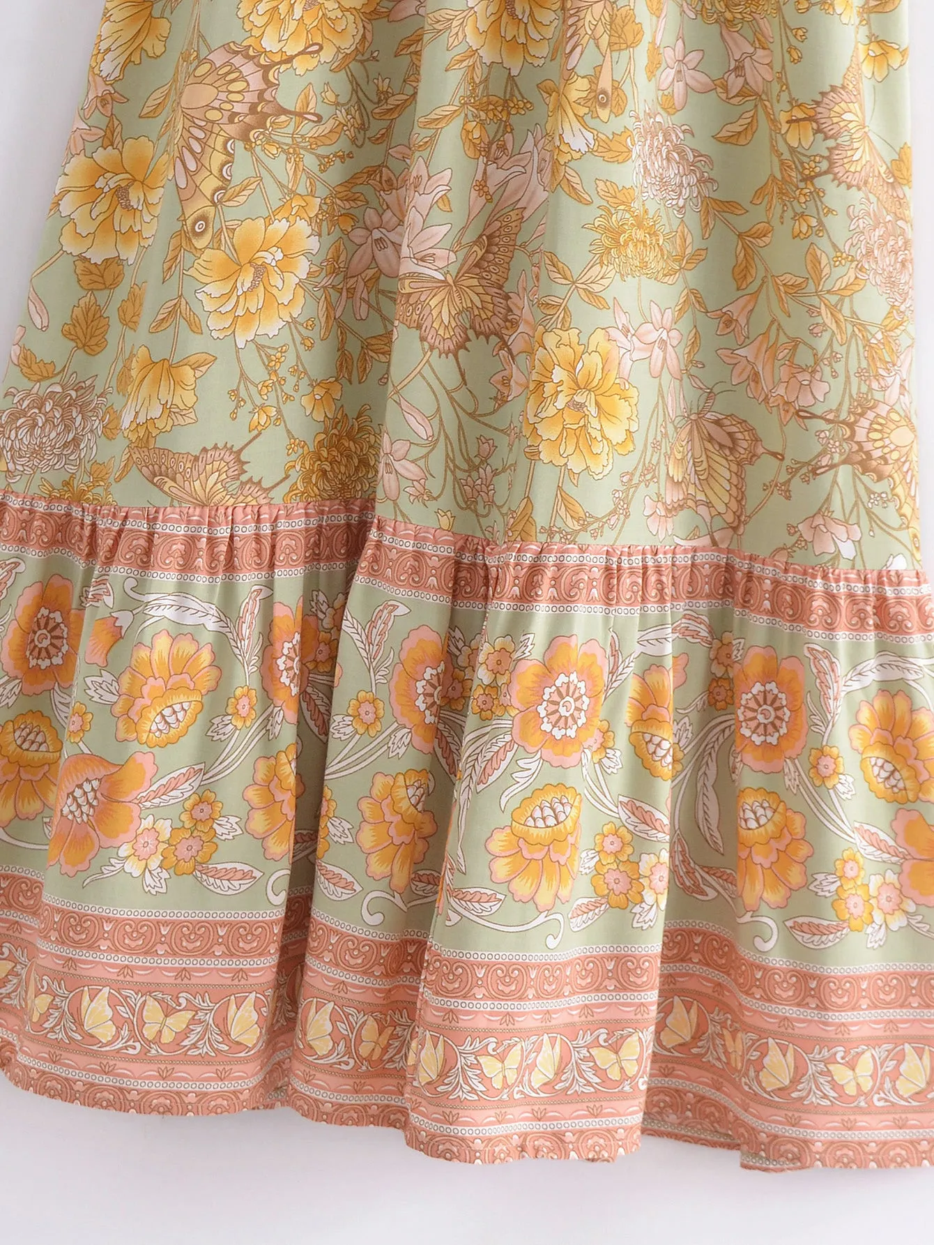 Boho Maxi Dress - Gown - Green Scilla - Bohemian Style - Flowy Summer Dress