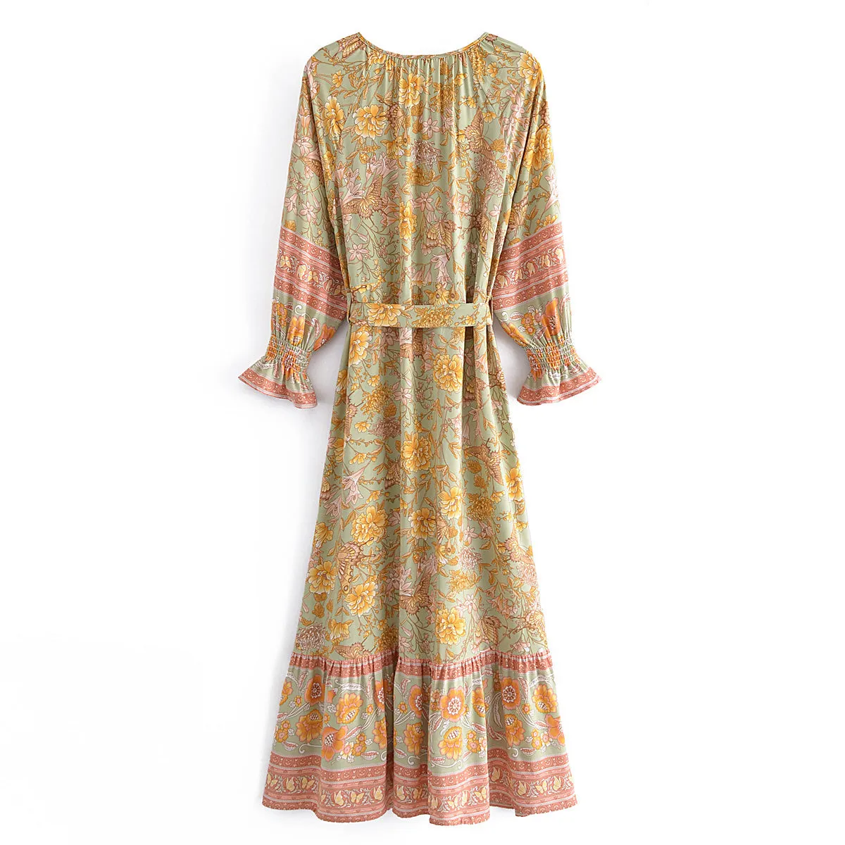 Boho Maxi Dress - Gown - Green Scilla - Bohemian Style - Flowy Summer Dress