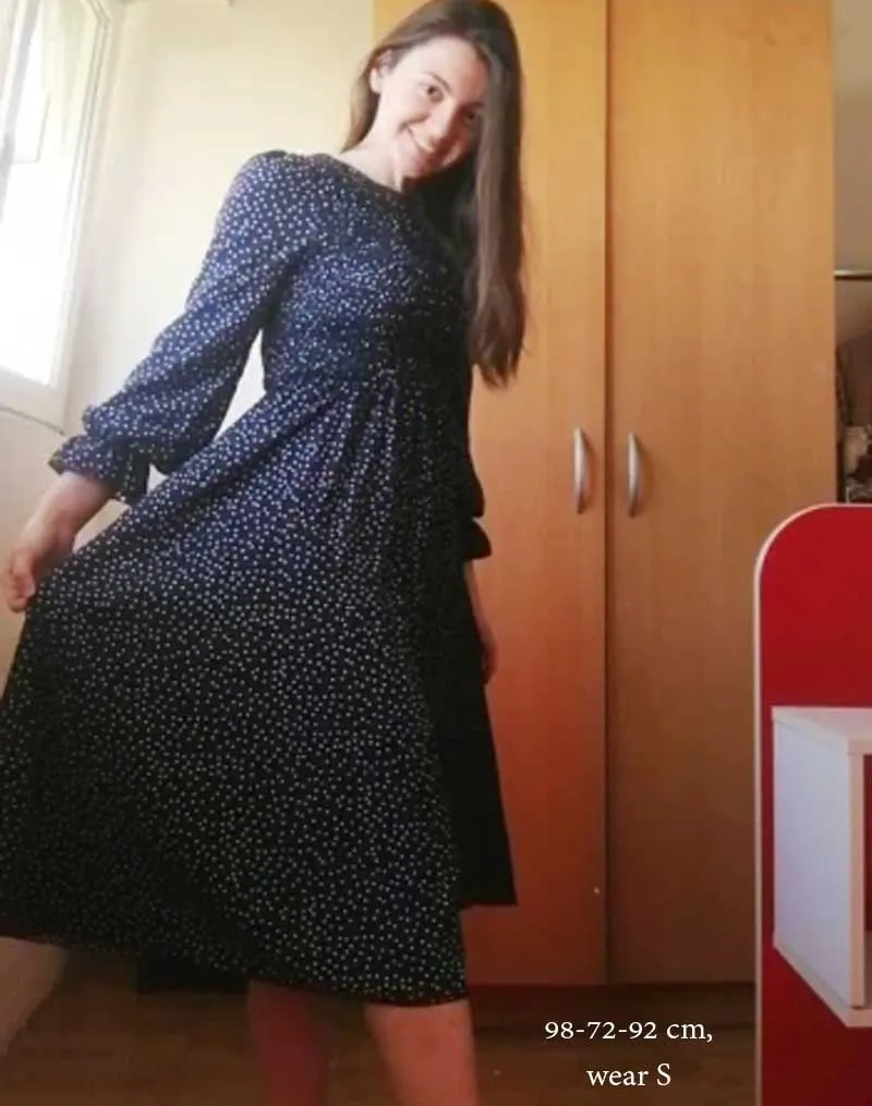 Boho Midi Dress, Amelia Blue Polka Dot