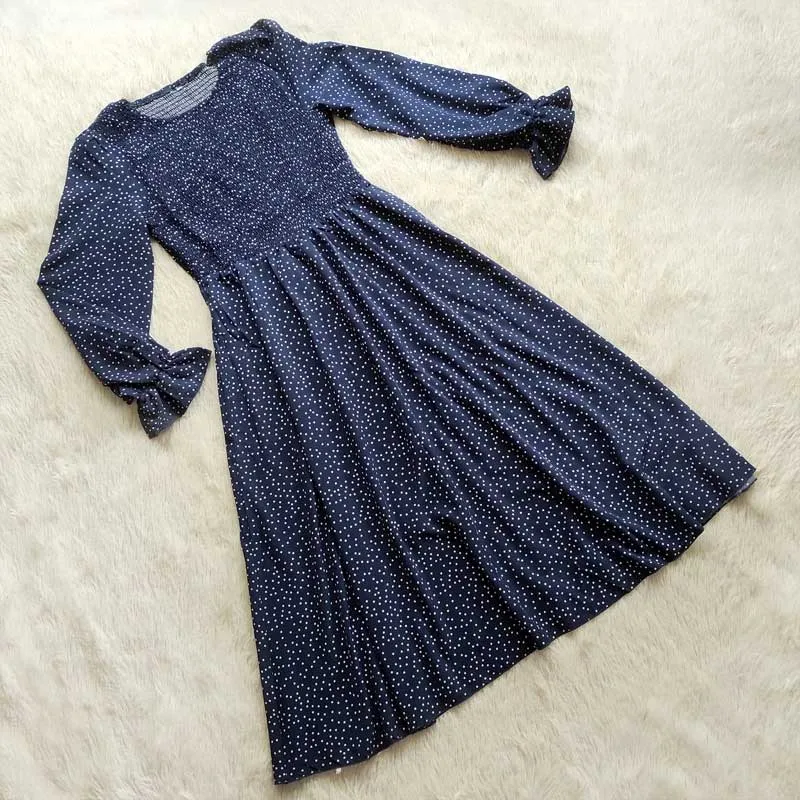 Boho Midi Dress, Amelia Blue Polka Dot