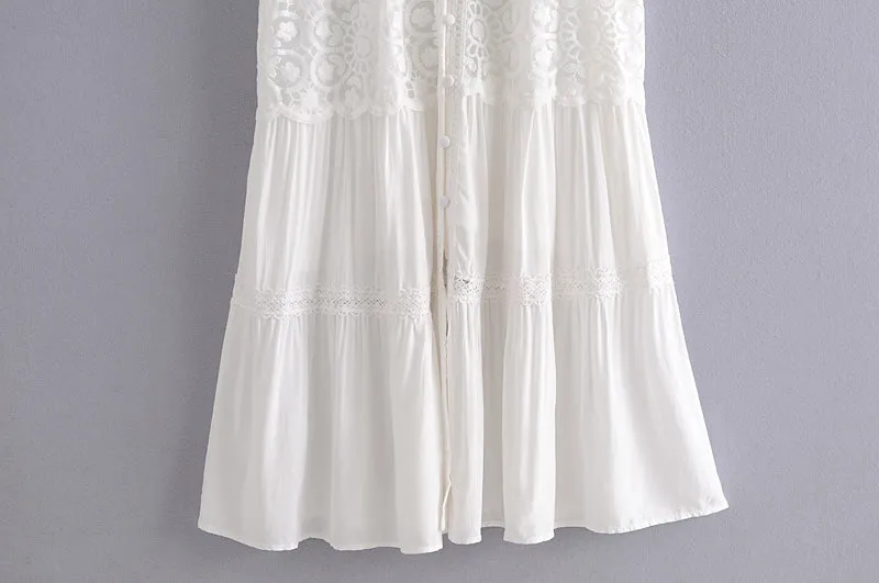 Boho Midi Dress, Embroidered Dress, Victoria White Lace