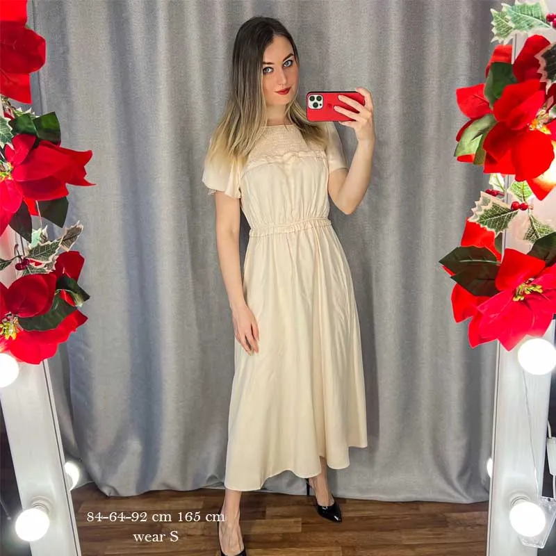 Boho Midi Dress, Ruffle Grace in Blue