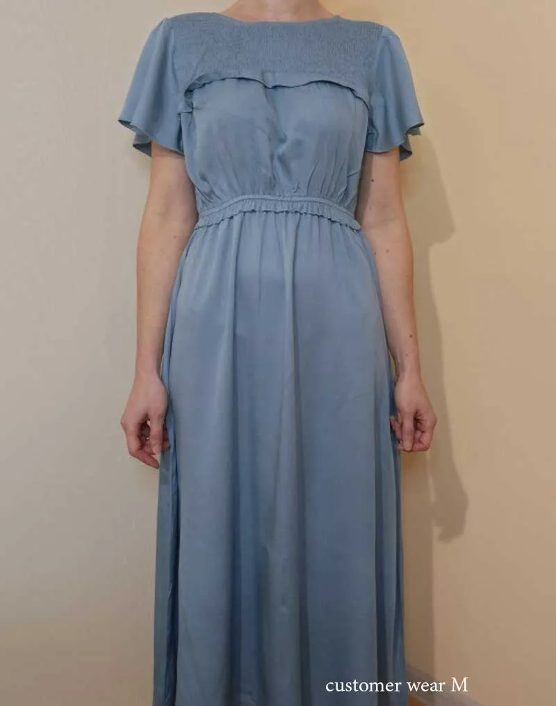 Boho Midi Dress, Ruffle Grace in Blue