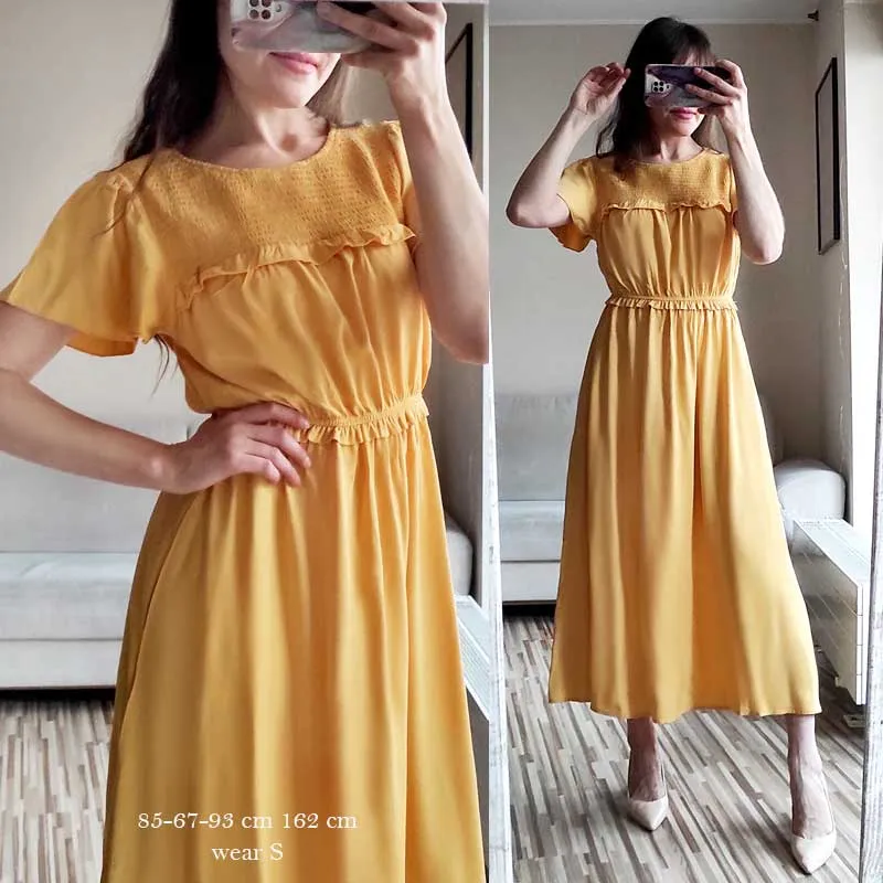 Boho Midi Dress, Ruffle Grace in Blue