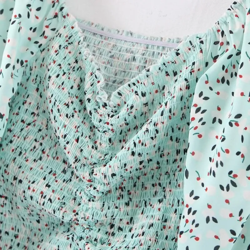Boho Midi Dress, Smocked Dress, Baby Blue