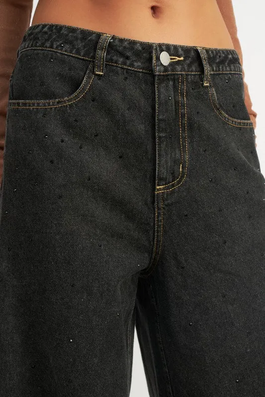 Boyfriend Denim Pants with Contrasted Stitching