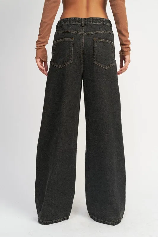 Boyfriend Denim Pants with Contrasted Stitching