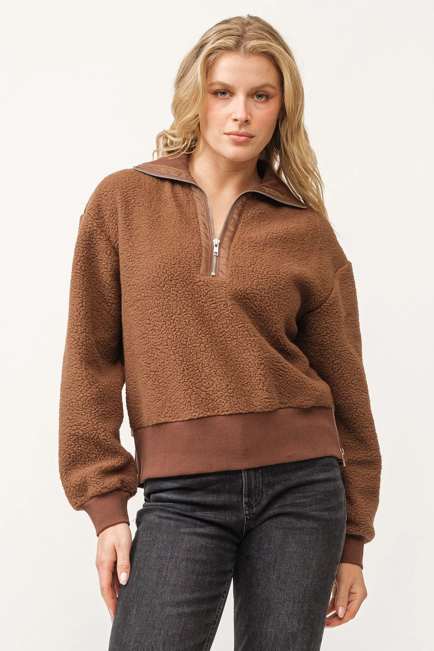 BRIAR HALF ZIP SWEATER BROWN BEAR