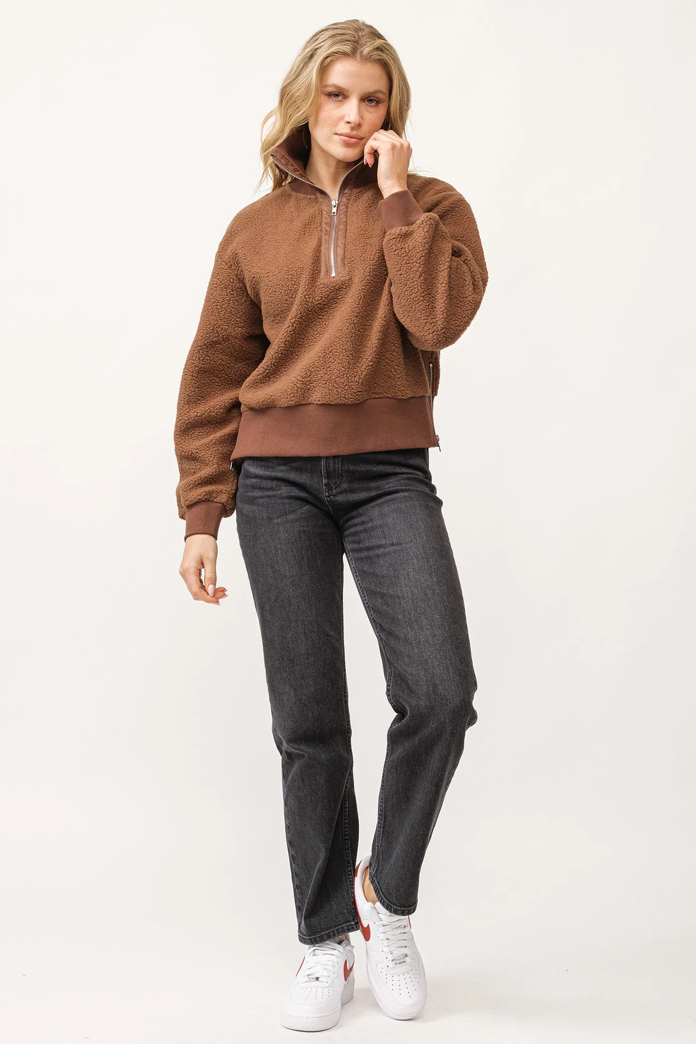 BRIAR HALF ZIP SWEATER BROWN BEAR