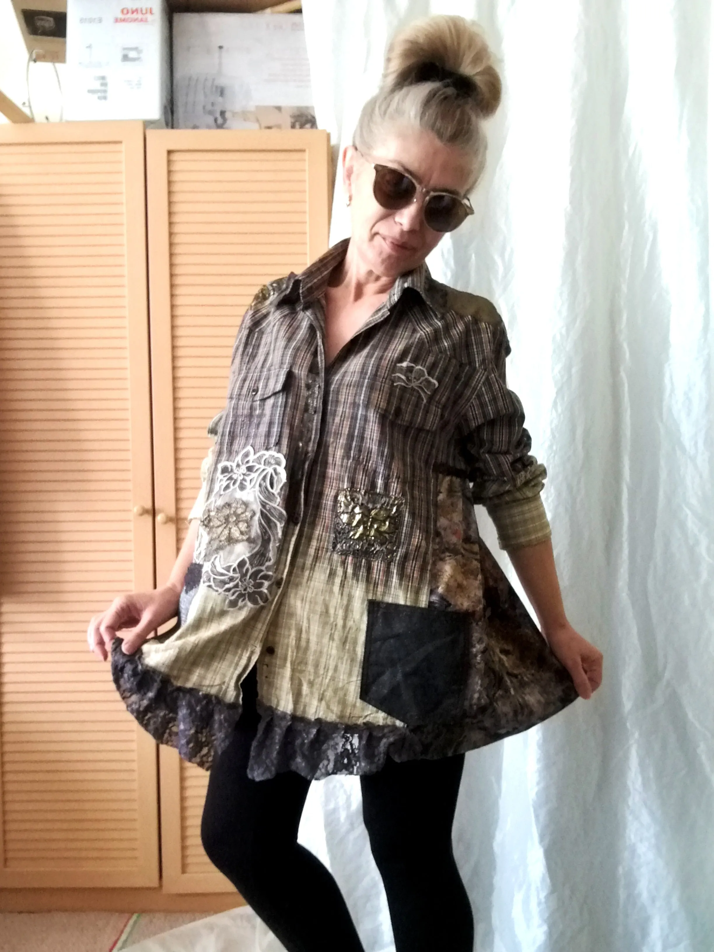 Brown Jacket Dress,XL Long Shirt Dress