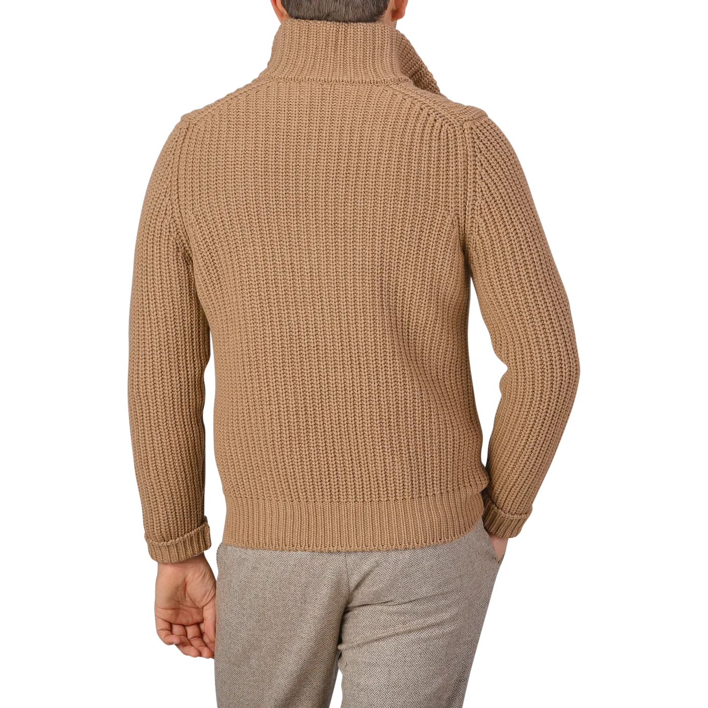 Camel Wool Cashmere Heavy Knit Cardigan