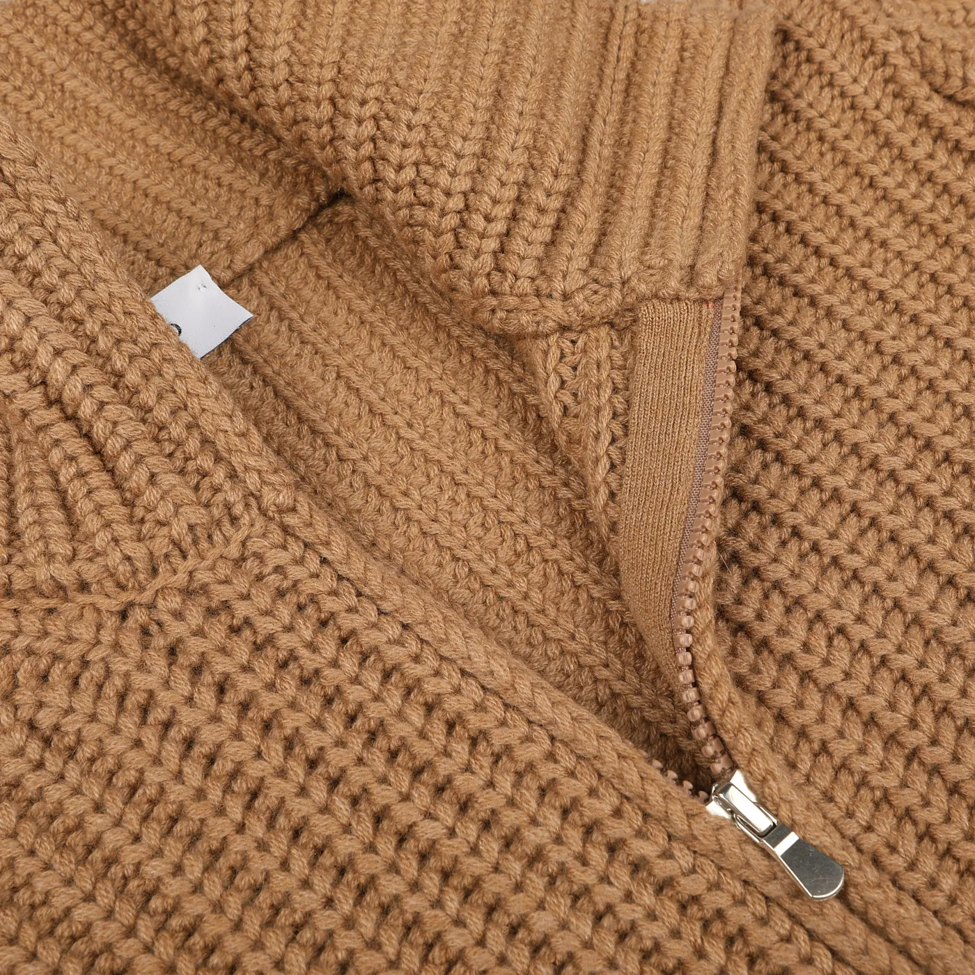 Camel Wool Cashmere Heavy Knit Cardigan