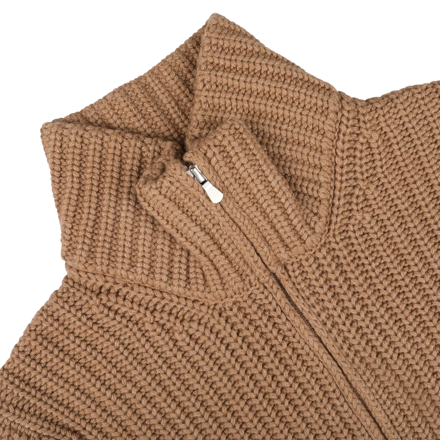 Camel Wool Cashmere Heavy Knit Cardigan