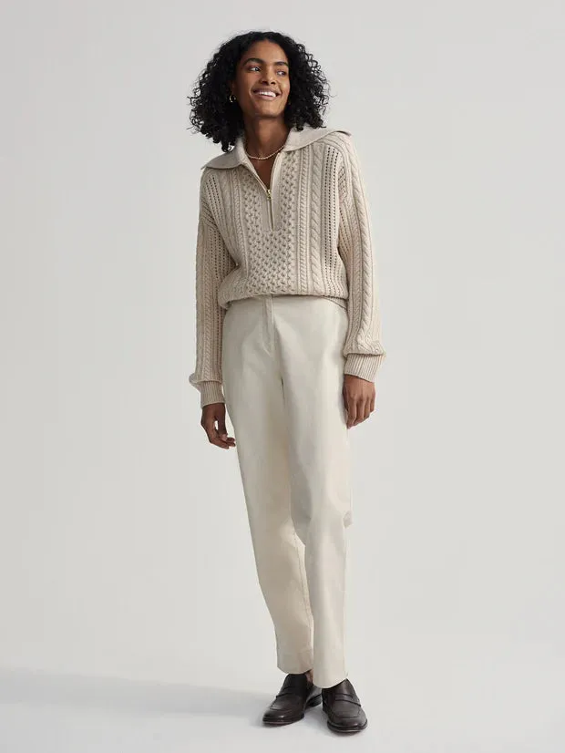 Camello Relaxed Cable Half Zip - Parchment