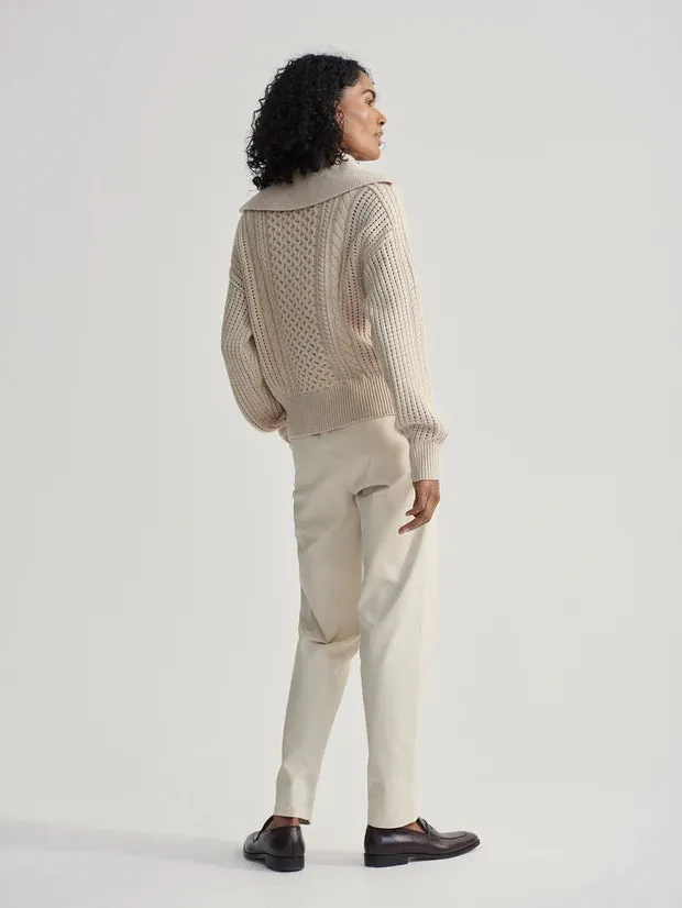 Camello Relaxed Cable Half Zip - Parchment