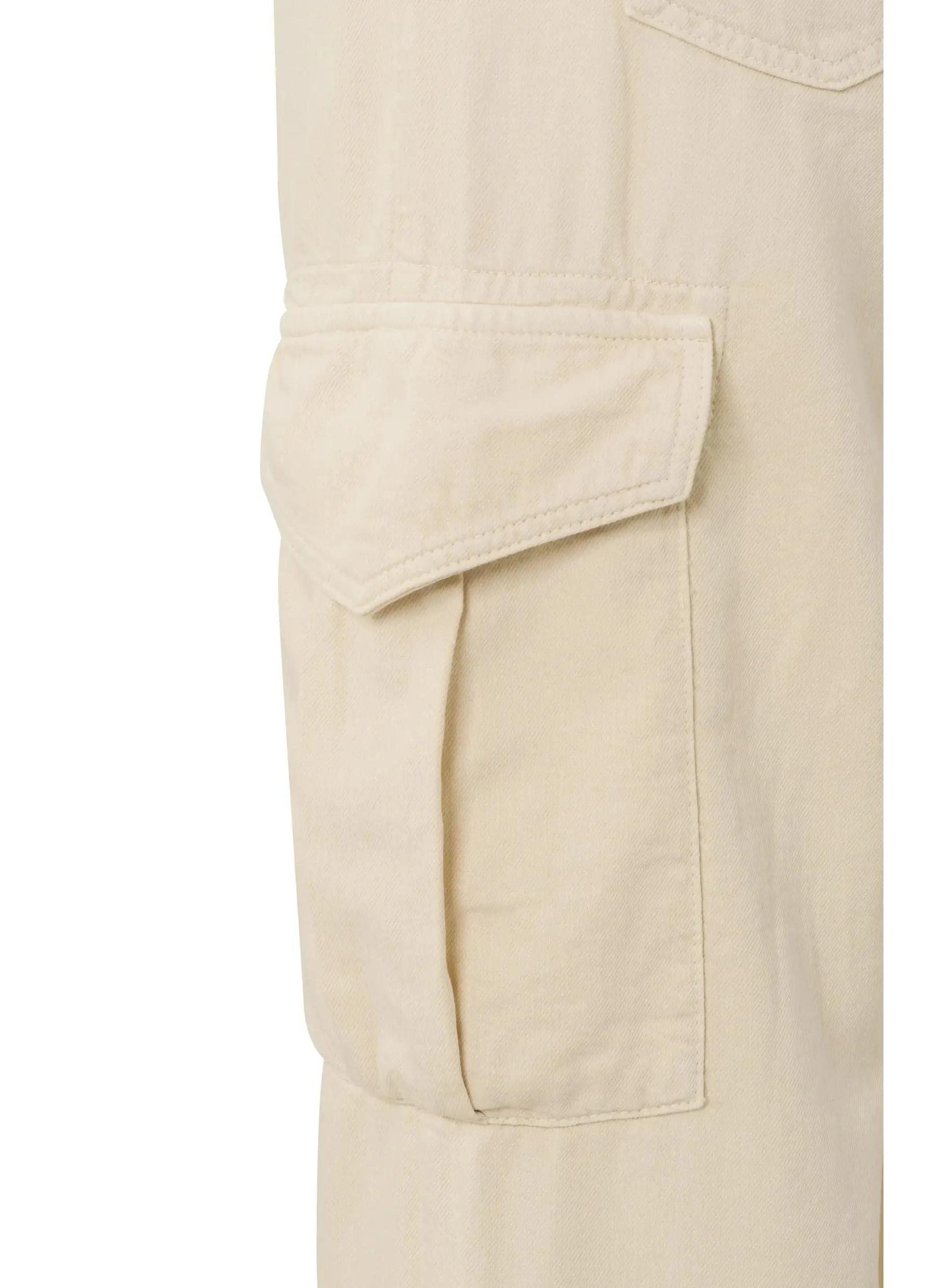 Cargo Denim Trousers - Beige