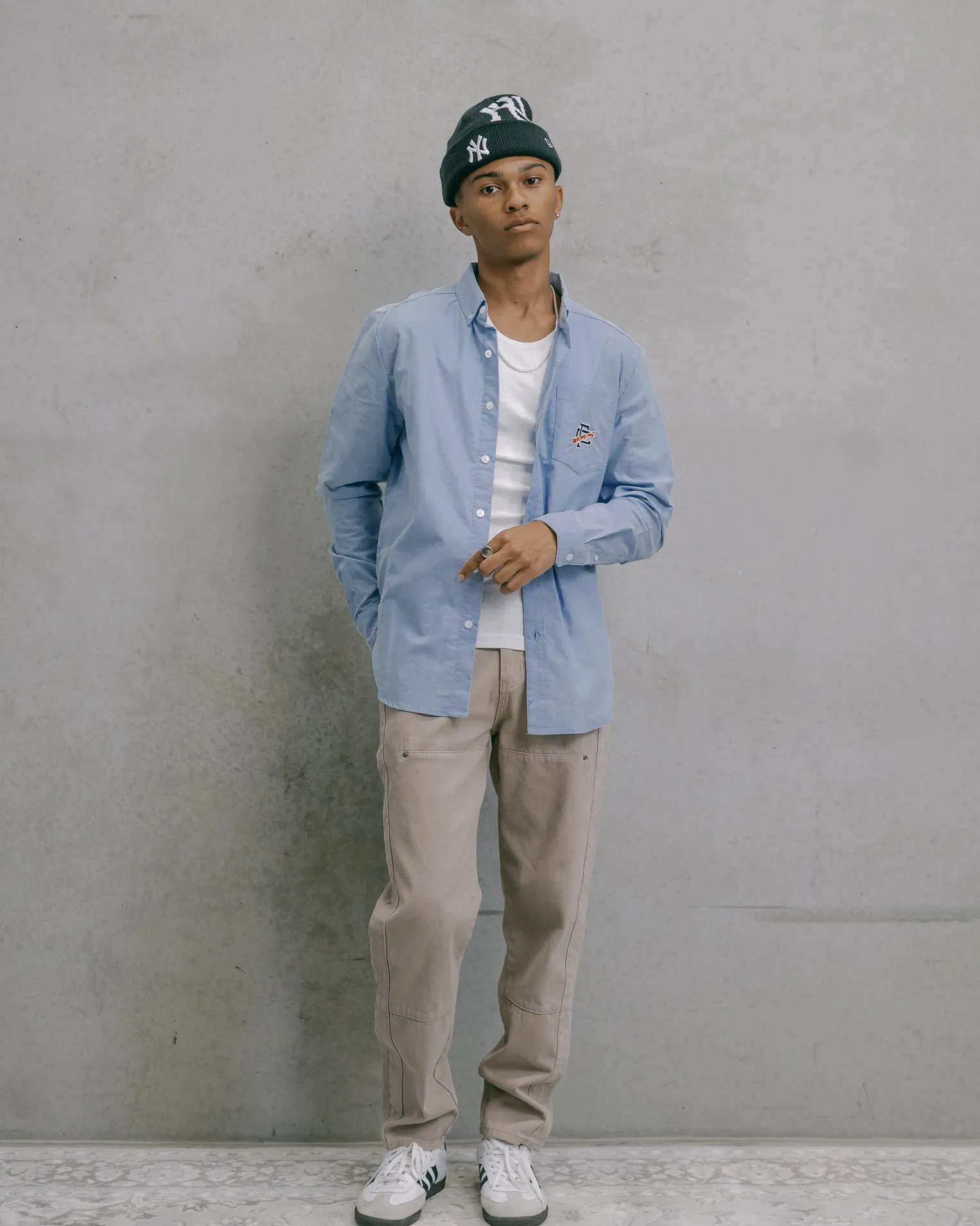 Carre Team Paris Long Sleeve Button Up Shirt Light Blue