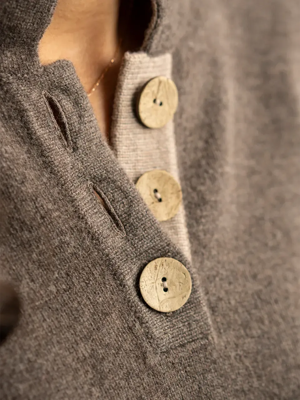 Cashmere and Merino High Collar Jumper | Mole Melange