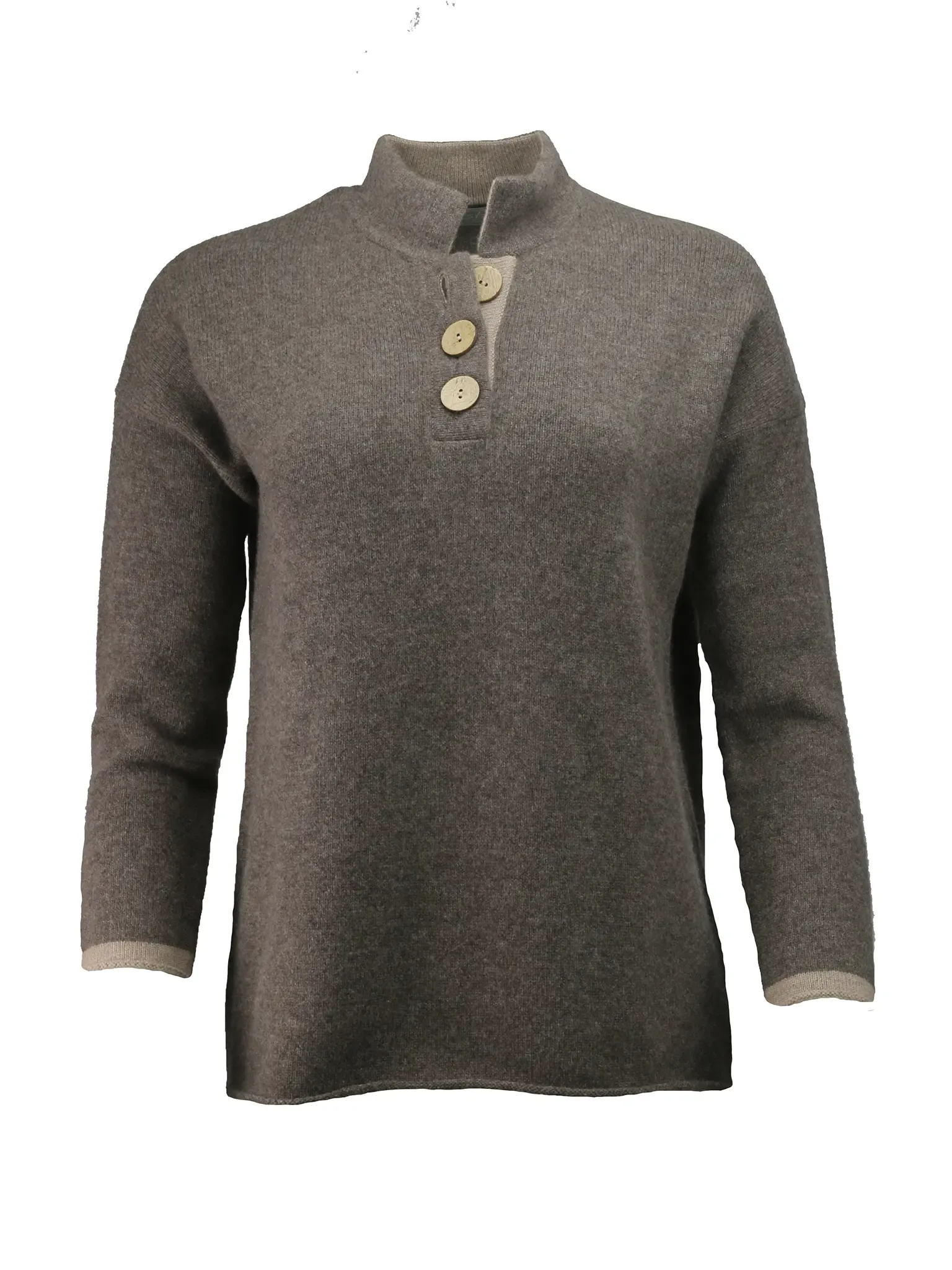 Cashmere and Merino High Collar Jumper | Mole Melange