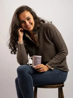 Cashmere and Merino High Collar Jumper | Mole Melange