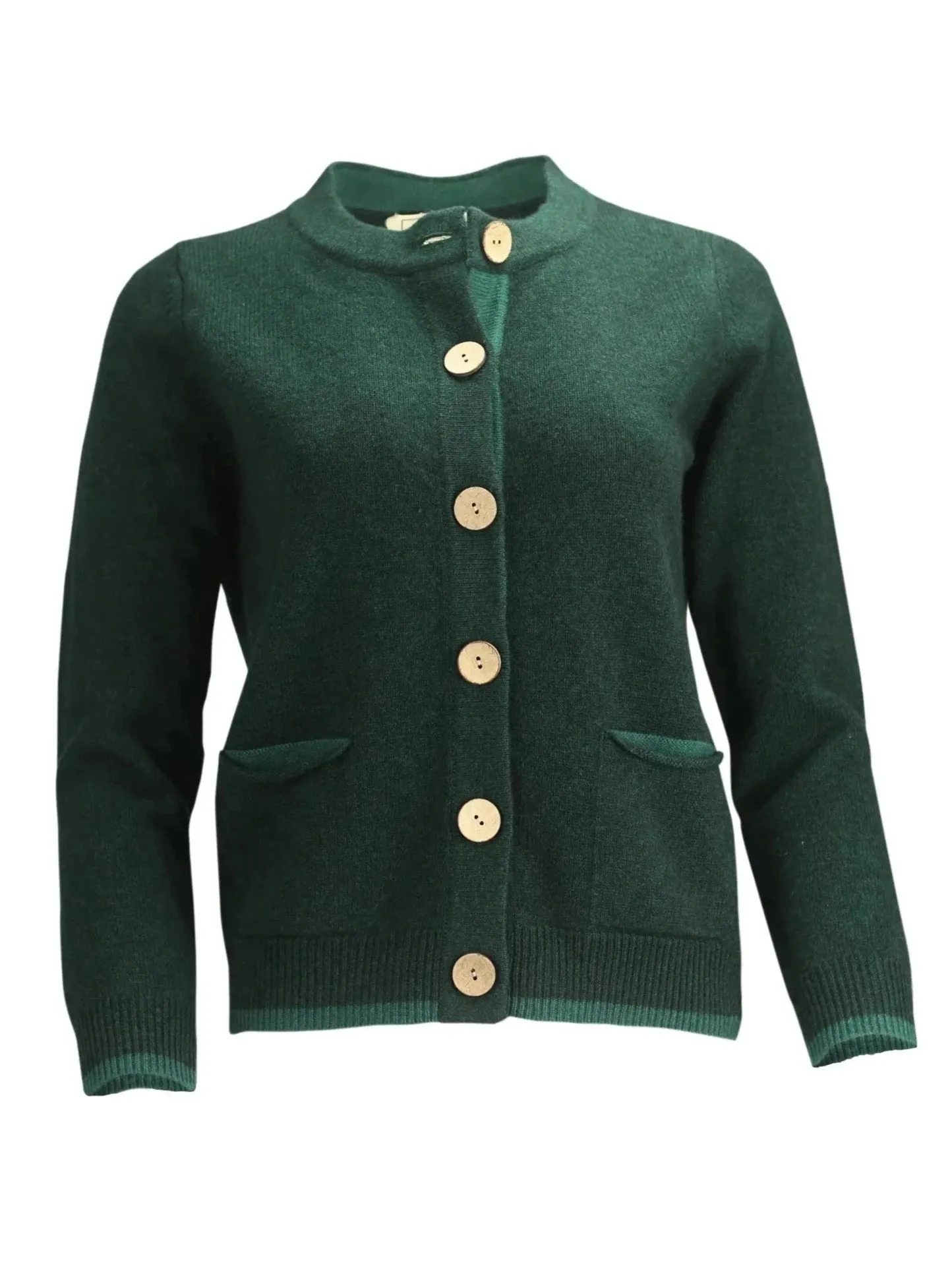 Cashmere and Merino Pocket Cardigan | Green Melange