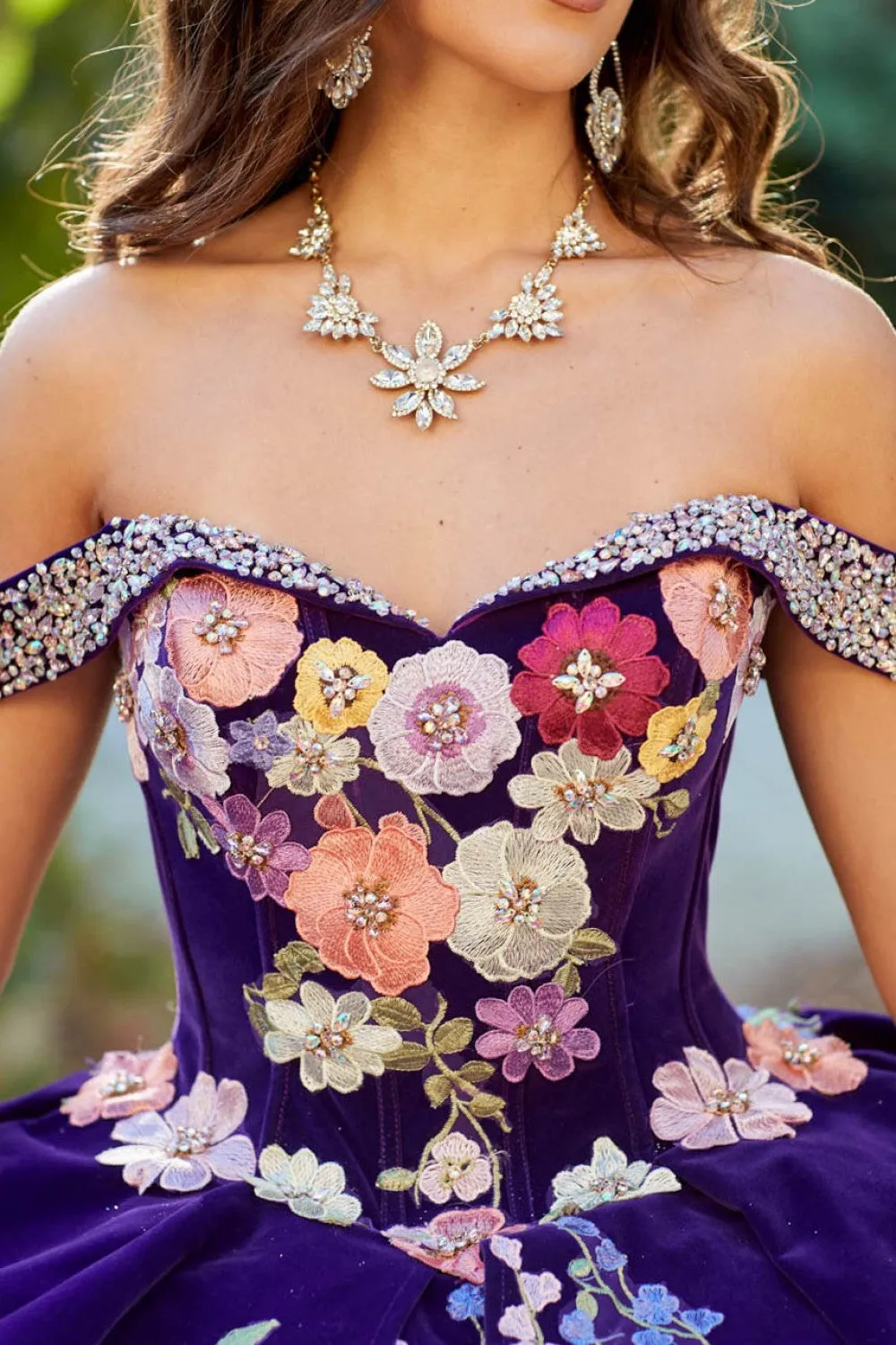 Charro Off Shoulder Ruffled Ball Gown by Petite Adele PQ1050