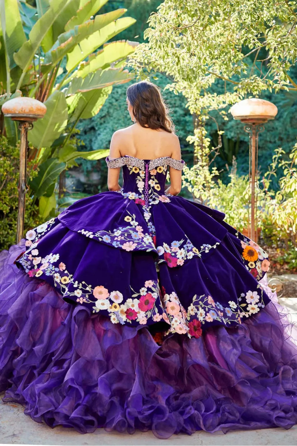Charro Off Shoulder Ruffled Ball Gown by Petite Adele PQ1050
