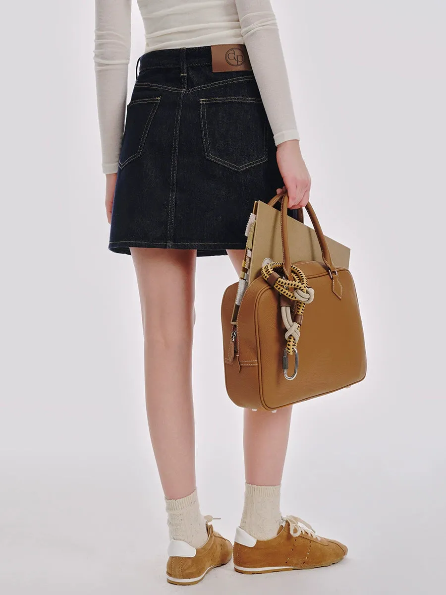 Classic High-Waisted Denim A-Line Skirt