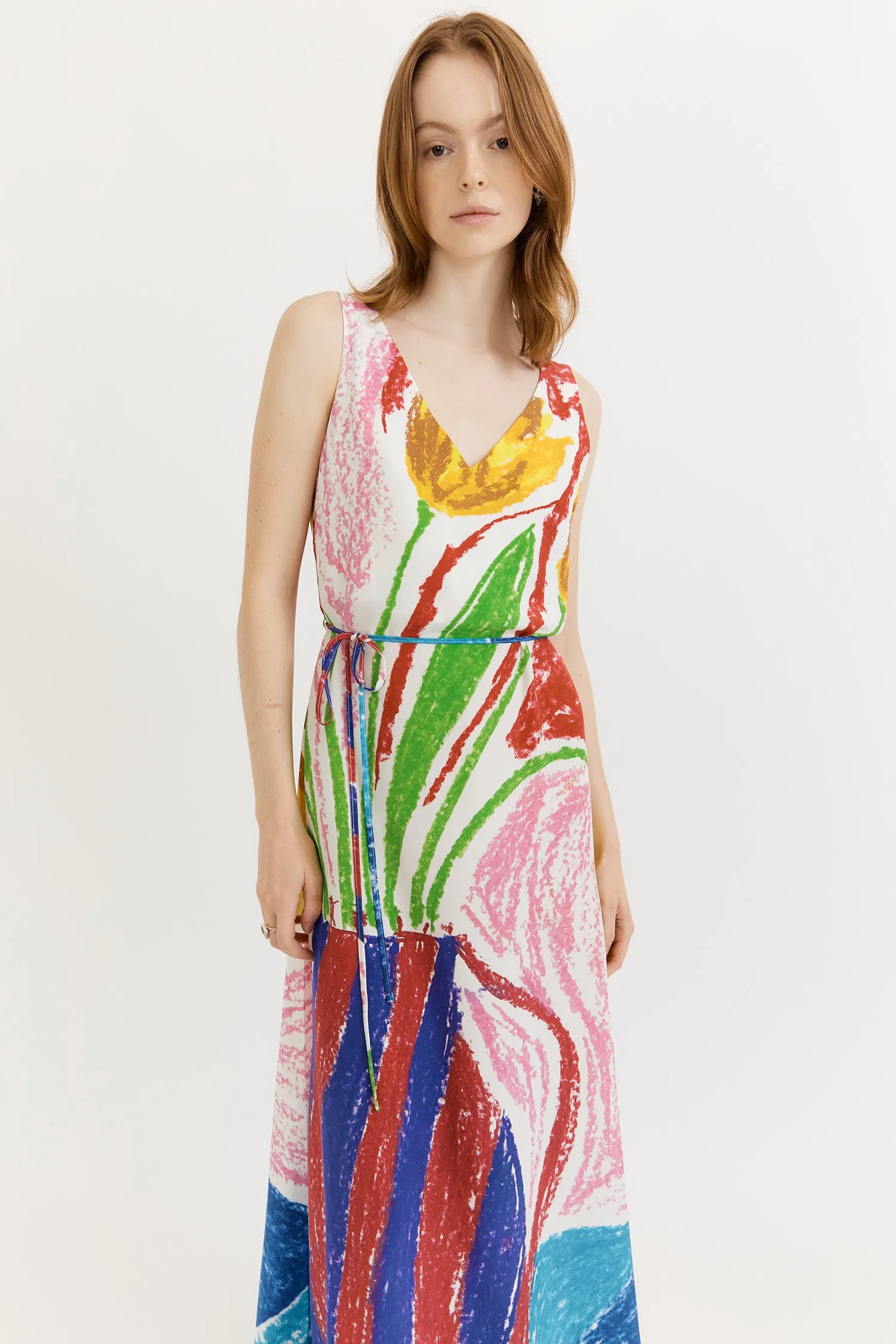 CLEMENTINE V-NECK MAXI DRESS- PLACEMENT PRINT