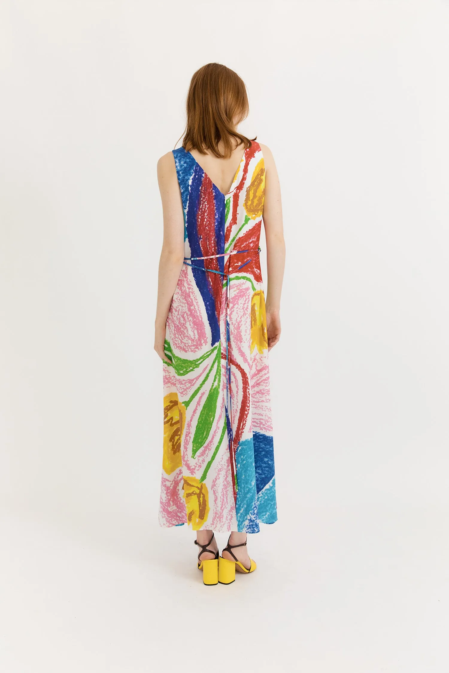 CLEMENTINE V-NECK MAXI DRESS- PLACEMENT PRINT