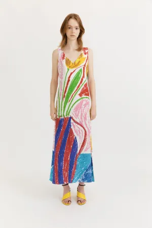 CLEMENTINE V-NECK MAXI DRESS- PLACEMENT PRINT