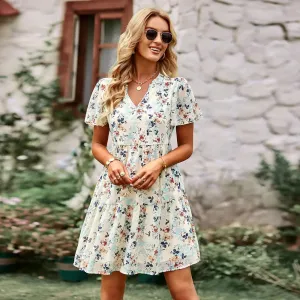Country v neck floral dress
