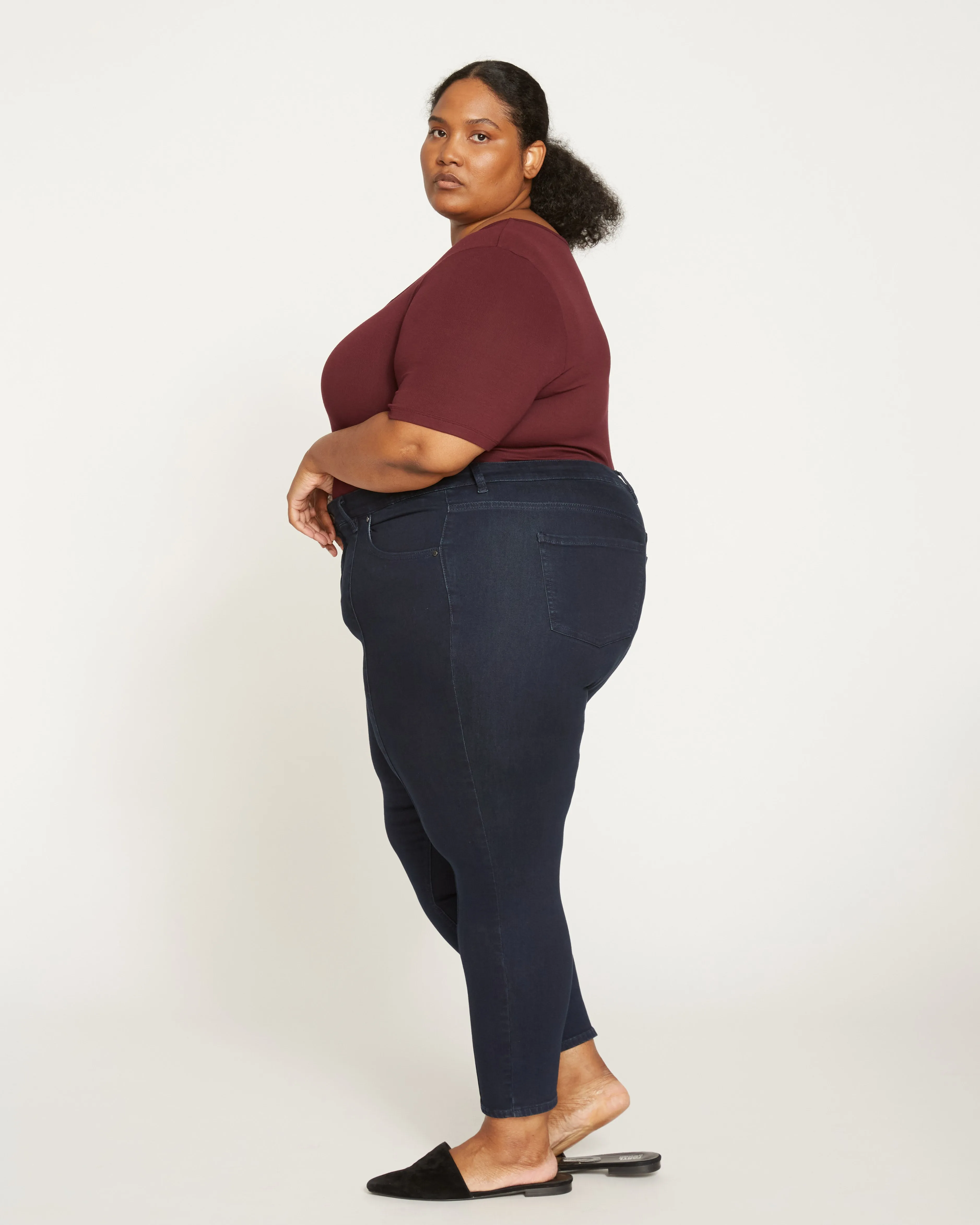 Debbie High Rise Seam Skinny Jeans - Dark Indigo