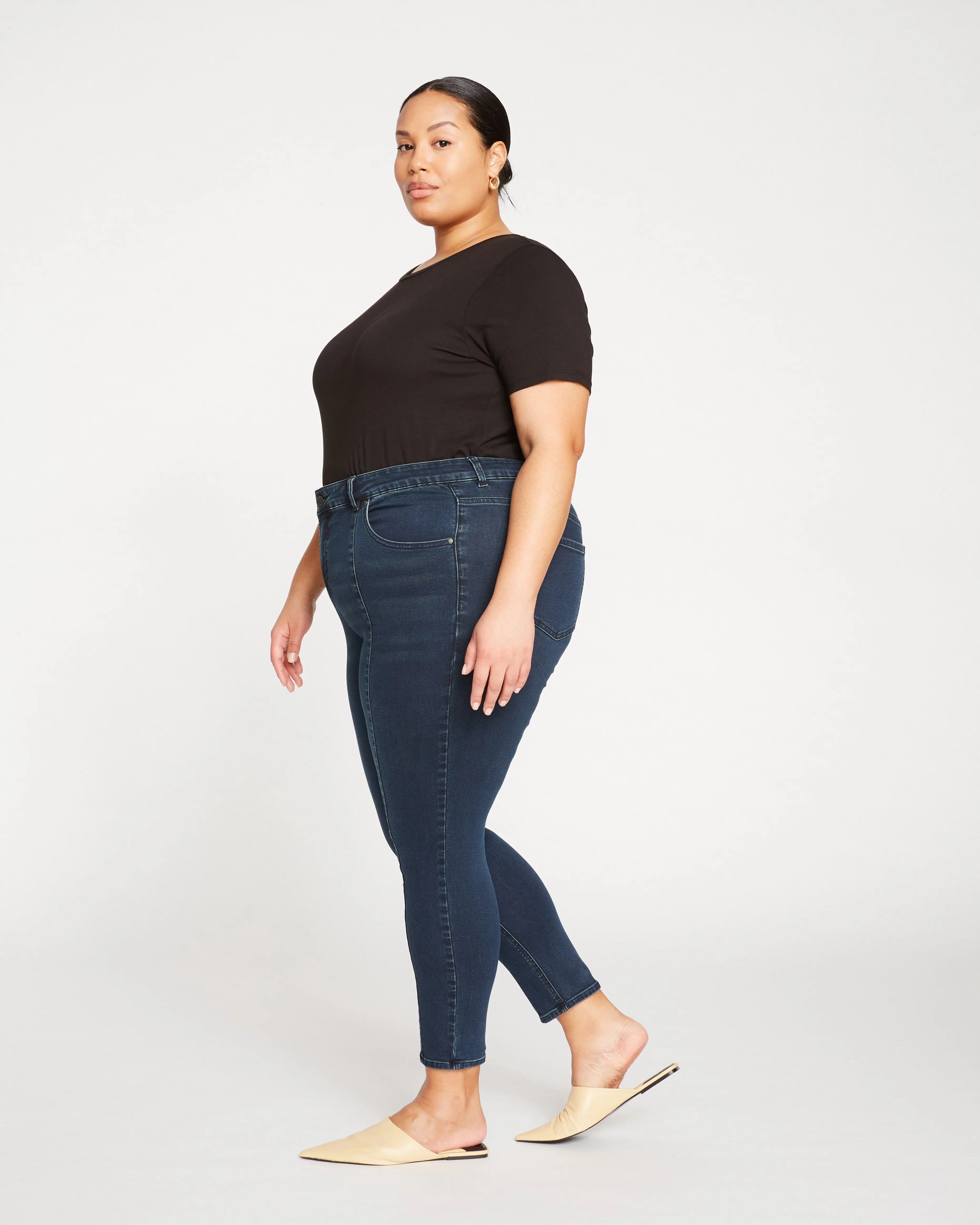 Debbie High Rise Seam Skinny Jeans - Dark Indigo