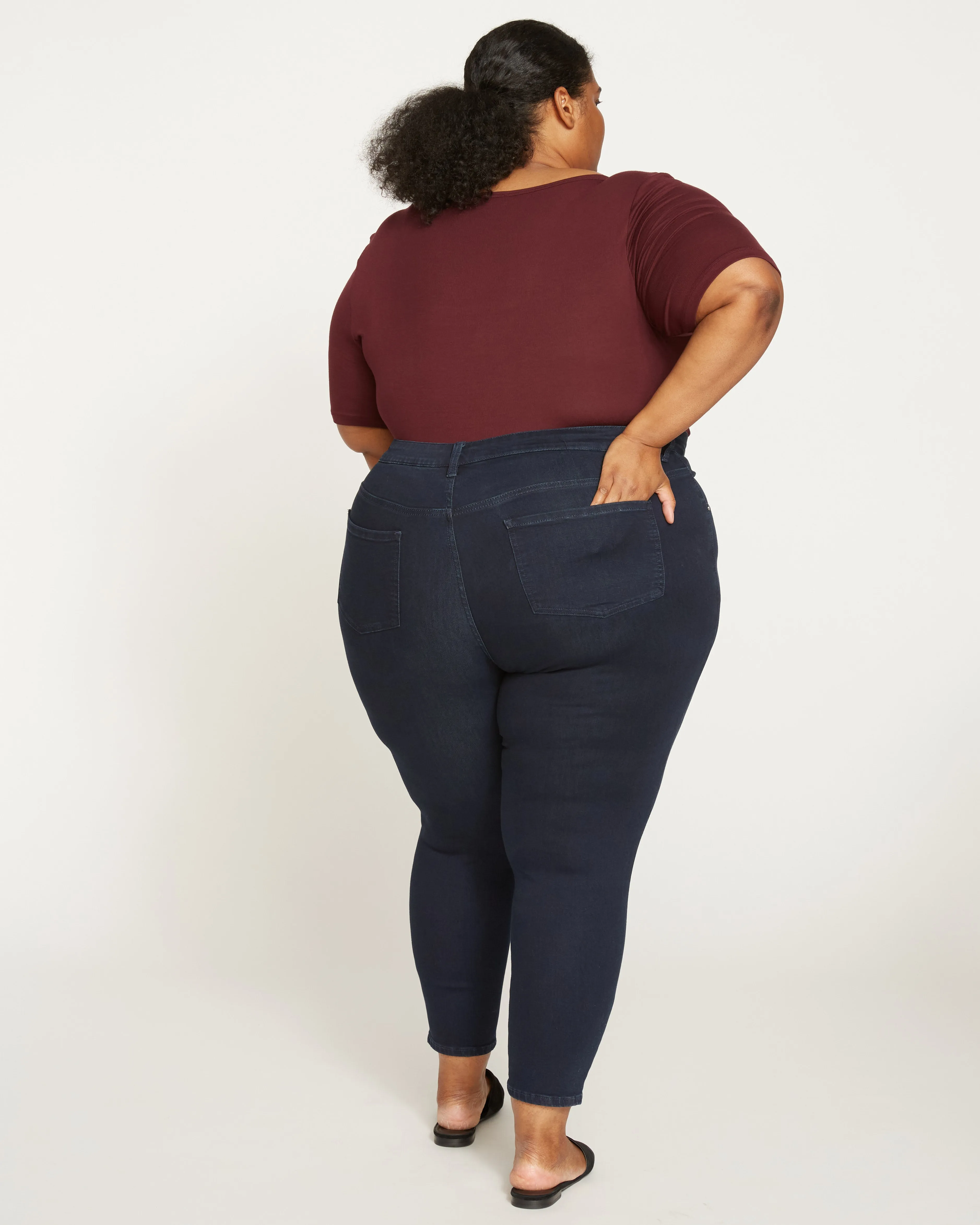 Debbie High Rise Seam Skinny Jeans - Dark Indigo
