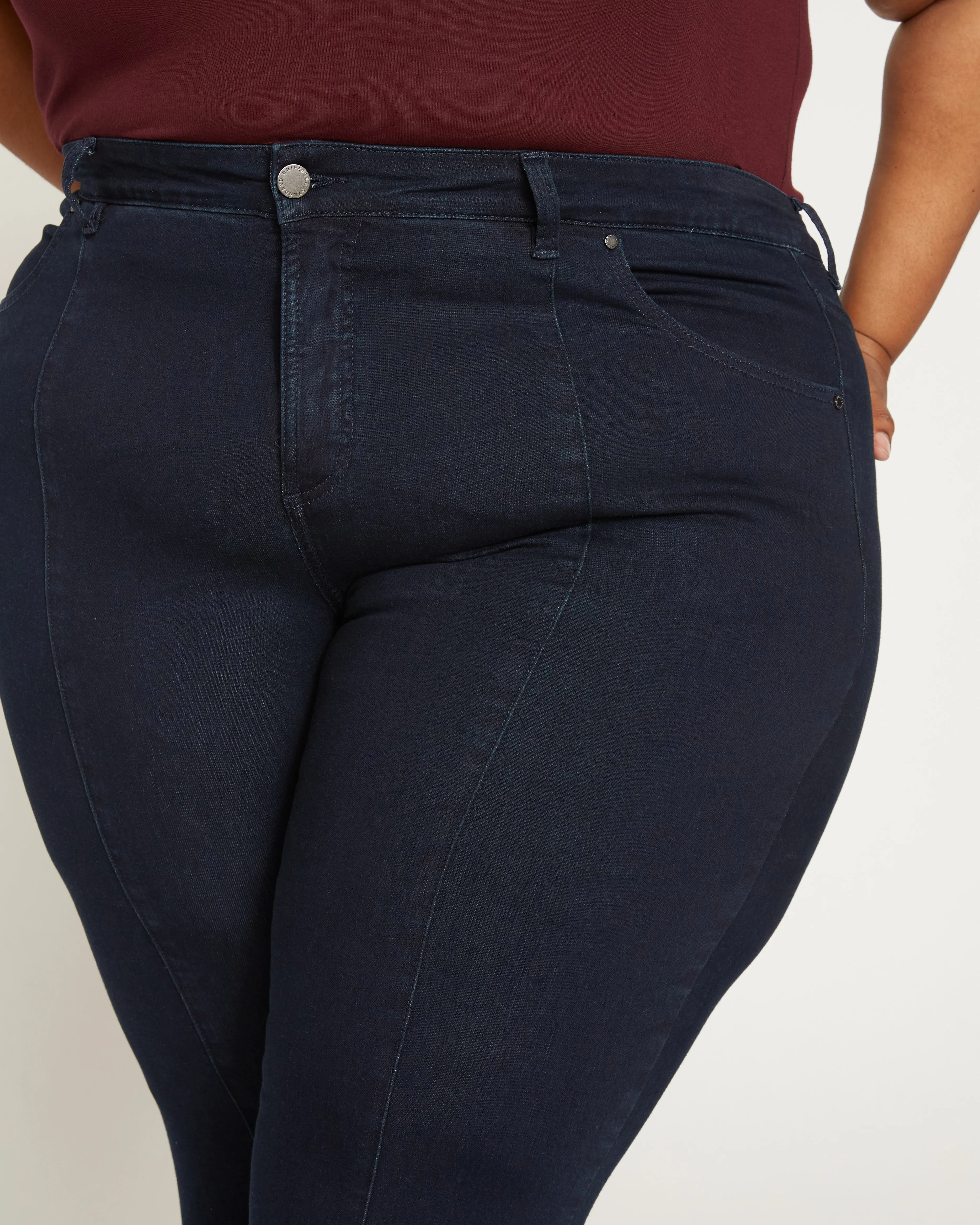 Debbie High Rise Seam Skinny Jeans - Dark Indigo