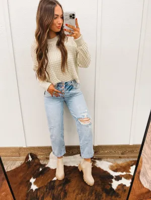 Denim Babe Rolled Up Boyfriend Jean