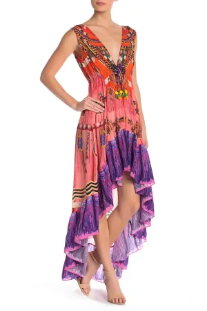 Designer Red High Low Dress