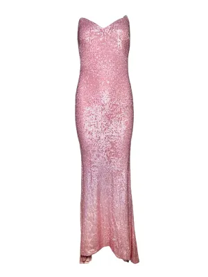 Donna Karan 2000's Pink Sequin Strapless Gown, NWT