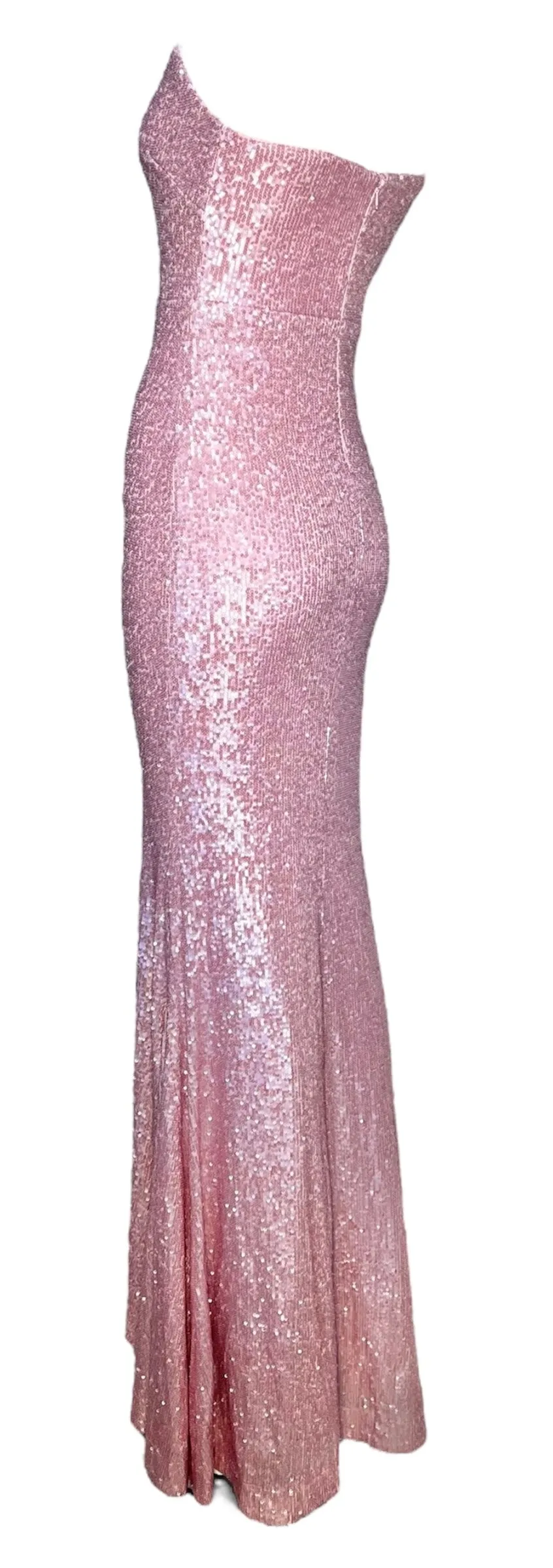 Donna Karan 2000's Pink Sequin Strapless Gown, NWT